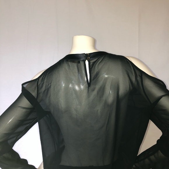 Genese London Black chiffon beaded lace detail Top - Picture 4 of 8